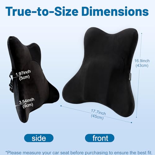 Lumbar Support Pillow, Memory Foam Back Cushion for Car & Office Chair - Black - color: Black