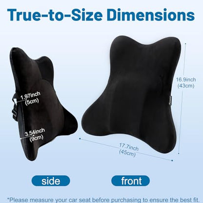 Lumbar Support Pillow, Memory Foam Back Cushion for Car & Office Chair - Black - color: Black