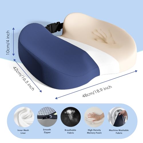 Memory Foam Seat Cushion for Tailbone Pain Relief, Sciatica, Office - color: Blue