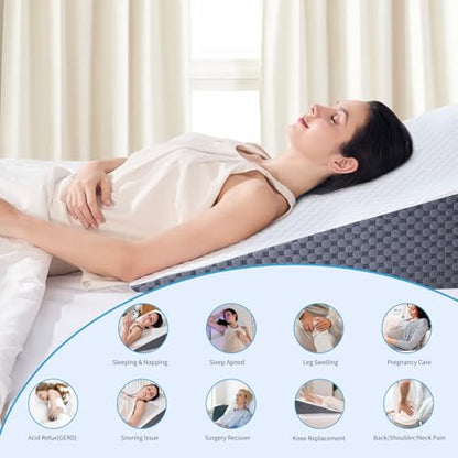 Wedge Pillow 5in Bed Wedge Pillow for Sleeping, Snoring, Back Support, After Surgery, Triangle Pillow, with Washable Cover, White - size: 5in