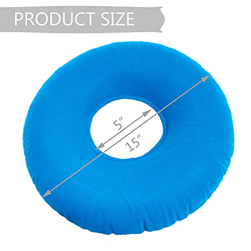 Donut Pillow, Inflatable Donut Cushion for Tailbone Pain,Hemorrhoid Seat Cushion (15" Light Blue, Air Pump Included)