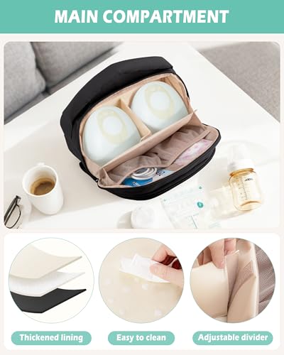 Wearable Breast Pump Bag Compatible with Momcozy and Eufy Pump - color: Black