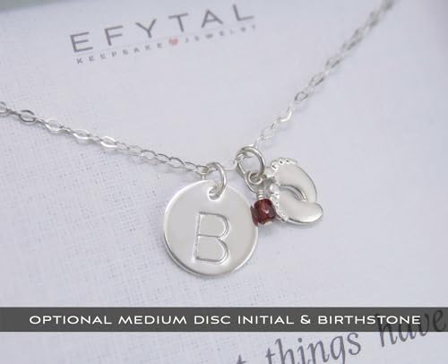 EFYTAL New Mom Gifts, 925 Sterling Silver Personalized Tiny Feet Necklace for Mom to Be - style: Tiniest Things