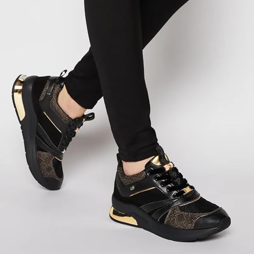 Elastic No Tie Shoe Laces with Bling Diamond Locks & Charms for Women's Sneakers - color: 02 Black- Gold