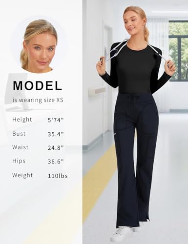 Women's Underscrub Long Sleeve Undershirt Stretch Sun Protection for Nurses - color: Black, size: 3X-Large