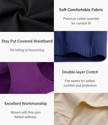 wirarpa Women's Cotton Underwear Full Coverage Cotton Briefs 5 Pack - color: Black/Grey/Navy/Purple/Red, size: 3X-Large