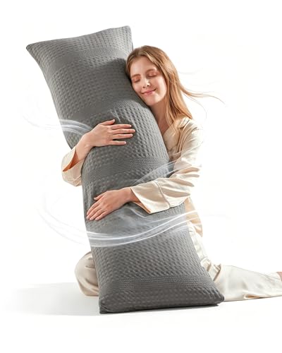 YZ HOME Waffle Weave Body Pillow for Adults, Memory Foam Insert - color: Grey