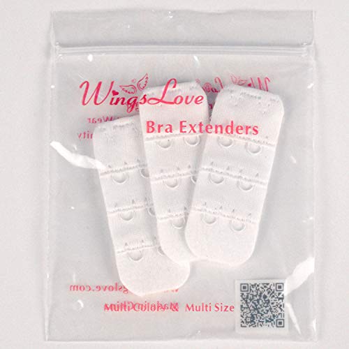 Wingslove Womens Bra Extender Bra Band Breathing room 3pcs-Pack Multi-size - color: White, 2 Hook 3/8 Inch