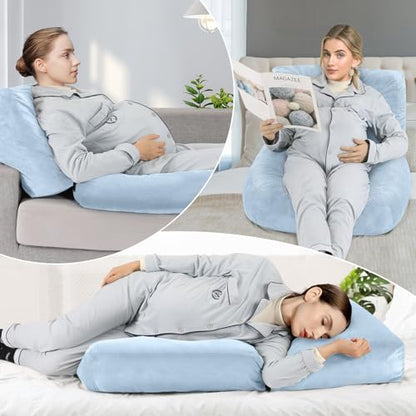 Pregnancy Belly Pillow for Sleeping, Full Body Pregnancy Massage Pillow - color: Blue