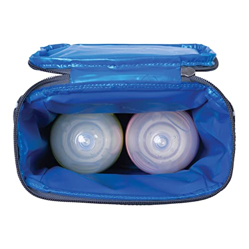 PackIt Freezable Double Bottle Bag, Built with EcoFreeze Technology, Antimicrobial lining, Collapsible, Reusable, Zip Closure, Buckle Handle, Perfect for Breastmilk and Formula On the Go - color: Polka Dots