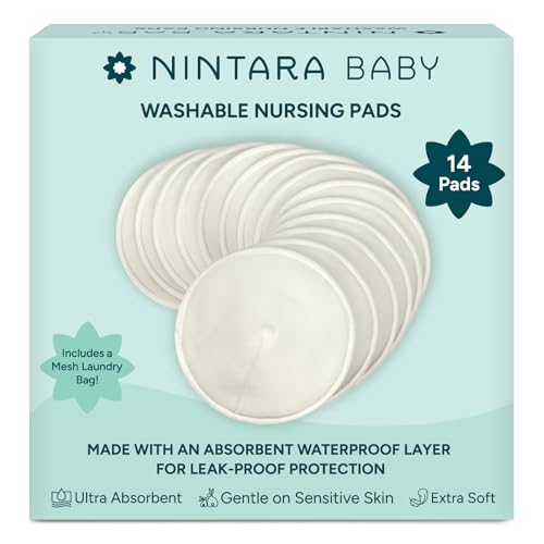 Nintara Baby Reusable Nursing Pads – Pack of 14 with Laundry Bag - size: Pack of 14
