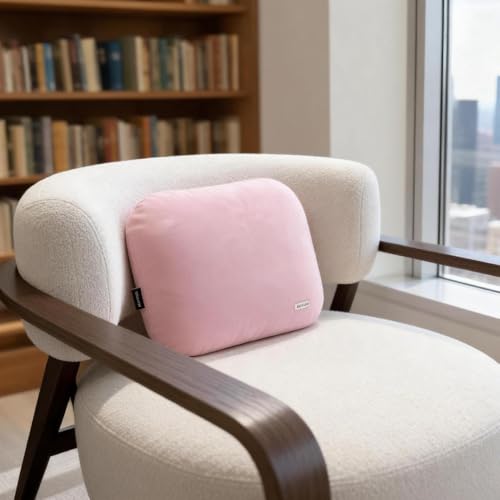 Lumbar Pillow Recliner Slim Soft Latex Car Seat Lower Back Support Cushion - color: Pink