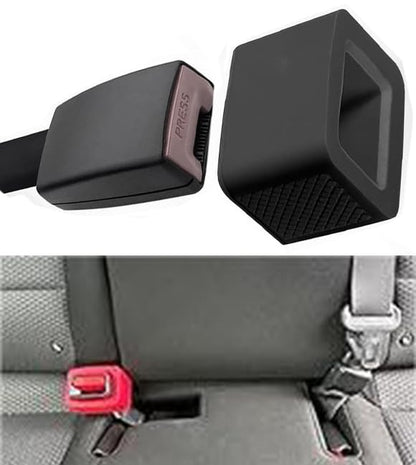 2 PCS Seat Belt Buckle Holder, Silicone Auto Rear Seatbelt Buckle Booster- Keep Upright and Stable, Suitable for Kids - color: Black