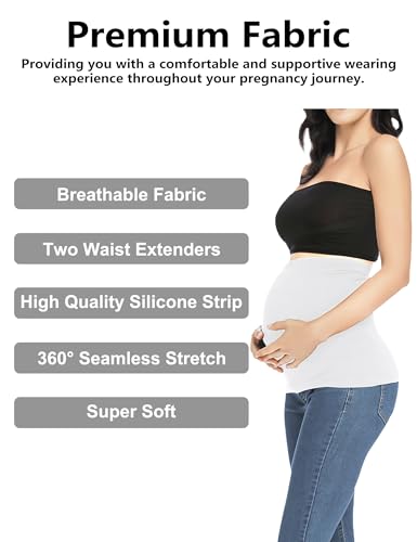 Belly Bands for Pregnant Postpartum Belly Band - color: Black + White, size: 2