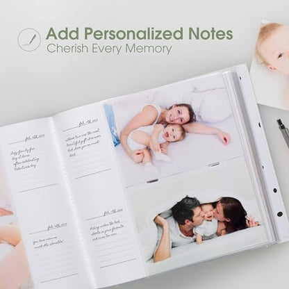 Pearhead Hello Baby Photo Album, Holds 200 Pictures, Polka Dots, White