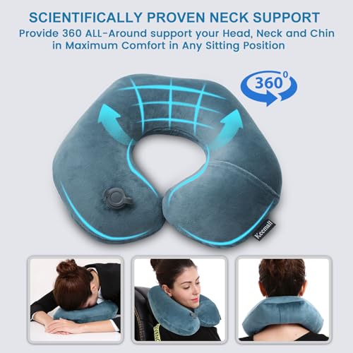 Keemall Inflatable Travel Neck Pillow for Airplane & Long Flights, 2 Pack - color: Deep Grey-2 Pack, size: Medium