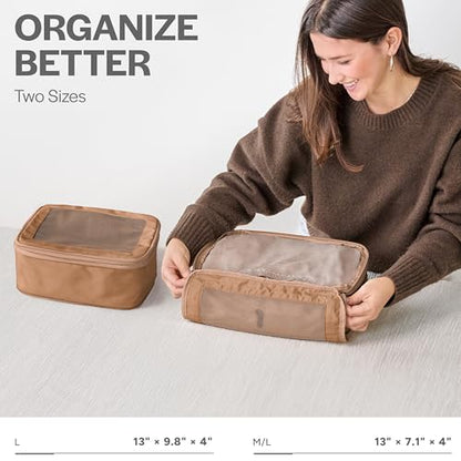 Aerotrunk Compression Packing Cubes for Travel, 2-Pack, Mocha - color: Mocha, size: 2-Pack