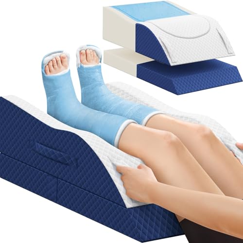 TranquilRelax Leg Elevation Pillows for After Surgery, Wedge Pillow, Blue - color: Blue, size: Double Leg(Upgraded)