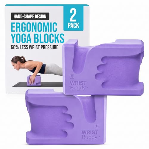 WRISTBuddy® Yoga Blocks 2 Pack, High Density Non-Slip, Hand-Shaped Design - color: Lavender