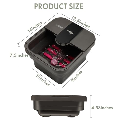 Beinilai Collapsible Foot Spa Bath with Heat,Bubble,Massage Rollers - color: Pink