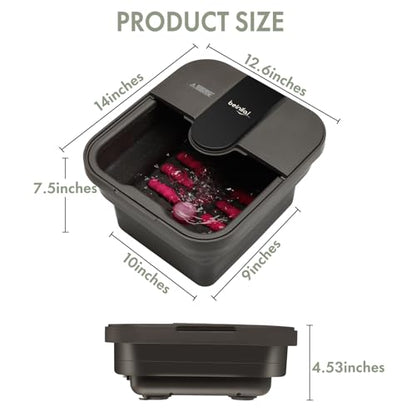 Beinilai Collapsible Foot Spa Bath with Heat,Bubble,Massage Rollers - color: Pink
