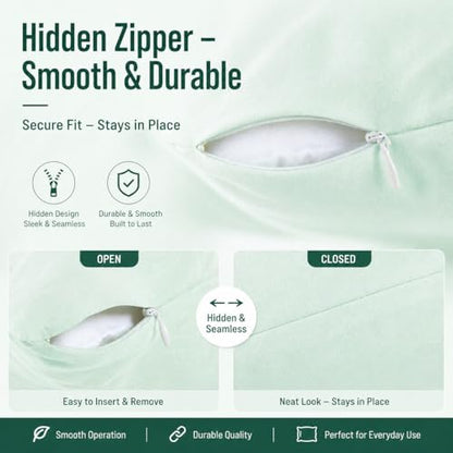 EVOLIVE Body Pillow Cover 21"x54", Microfiber, Hidden Zipper (Mint) - color: Mint