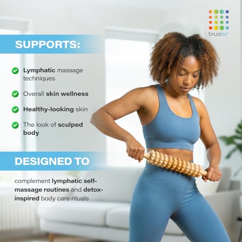 Bruizex Lymphatic Drainage Massage Roller Stick - Wooden Massage - size: Wooden Massager