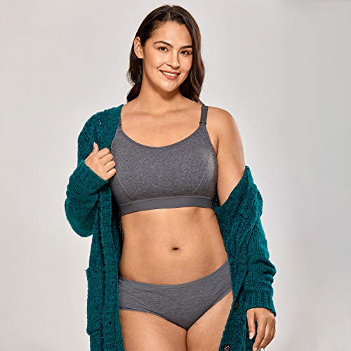 Gratlin Cotton Nursing Bra for Breastfeeding - color: Charcoal Heather, size: Large