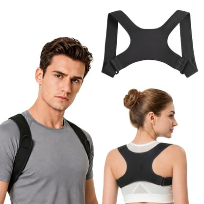 Posture Corrector for Men and Women, Adjustable Back Support Brace, Comfortable Breathable Shoulder Brace for Spine, Neck and Lower Back Pain Relief