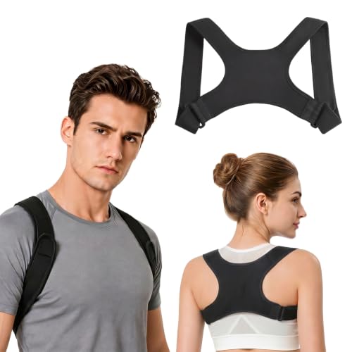 Posture Corrector for Men and Women, Adjustable Back Support Brace, Comfortable Breathable Shoulder Brace for Spine, Neck and Lower Back Pain Relief