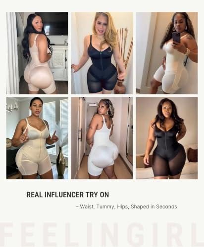 FeelinGirl Feelvibe Enhanced Shapewear Tummy Control Faja Body Shaper - color: Black, size: Medium
