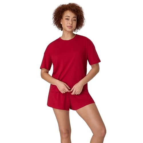 Hanes Women's Pajamas Set, Comfywear Pajamas for Women Set, Originals SupertSoft Loungewear, T-Shirt & Sleep Shorts - color: Rosey Red, size: XX-Large