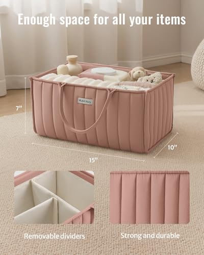 Blissful Diary Baby Diaper Caddy Organizer, Nursery Storage, Blush Pink - color: Blush Pink
