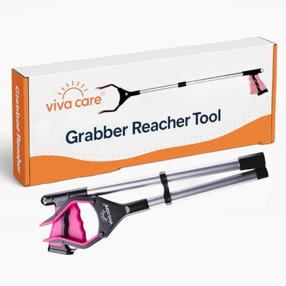 Grabber Reacher Pickup Tool – Foldable, Lightweight, Rotatable Clamp, Rose - color: Rose