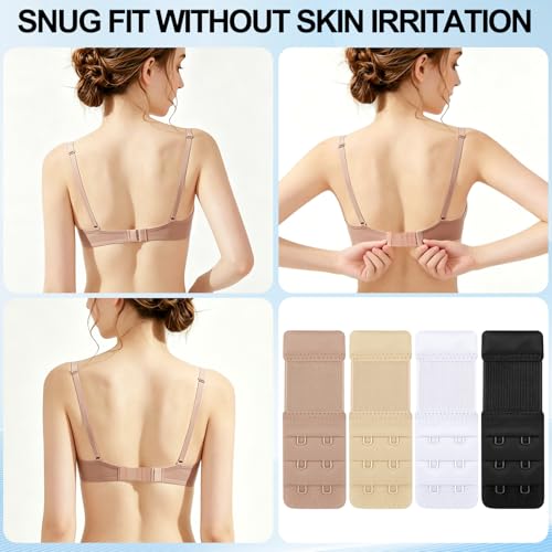 Meliya Women's Bra Extenders 2 Hook, Comfortable Soft Stretchy Back Bra Extension Strap - color: Deep Skin Color