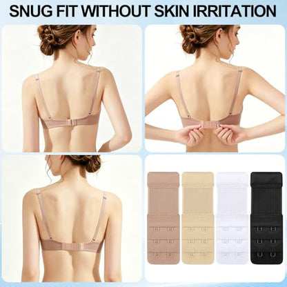 Meliya Women's Bra Extenders 2 Hook, Comfortable Soft Stretchy Back Bra Extension Strap - color: Deep Skin Color