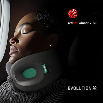 Cabeau Evolution X Deluxe - Best Travel Neck Pillow with Travel Bag (Dark Blue/Light Blue)