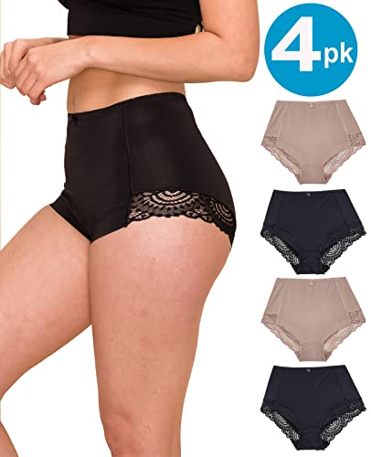 Barbra Lingerie Womens Briefs Underwear Tummy Control Panties S-Plus Size 4 Pack Girdle Panty - size: 4X-Large Plus