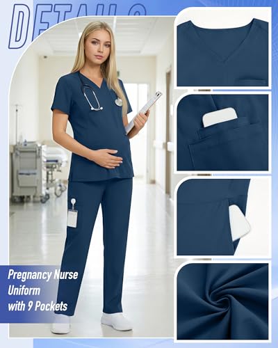 Women's Maternity Scrub Set - color: Blue Green, size: Medium