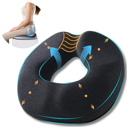 Donut Pillow for Tailbone Pain Relief&Hemorrhoids Postpartum Seat Cushion - color: Black