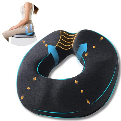 Donut Pillow for Tailbone Pain Relief&Hemorrhoids Postpartum Seat Cushion - color: Black