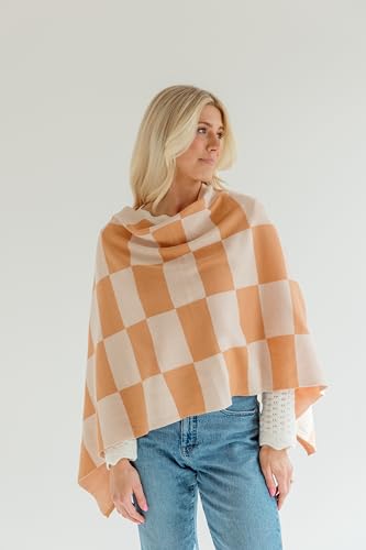 Toci Nursing Cover Poncho – Soft Breathable Breastfeeding Cover, 360° Full Coverage, Lightweight Multi-Use Nursing Scarf - color: Checkered