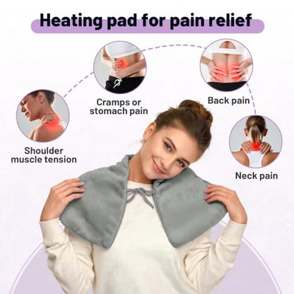 SPRING SEAON Microwavable Neck Heating Pad for Shoulders, Back and Chest - color: Gray