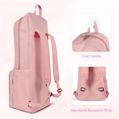Yoga Mat Bag Carrier Backpack with Multi Pockets - color: Pink