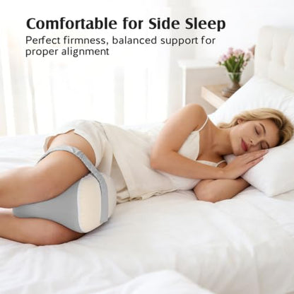 YFONG Knee Pillow for Side Sleepers, Memory Foam Leg Pillow, Grey - color: Grey