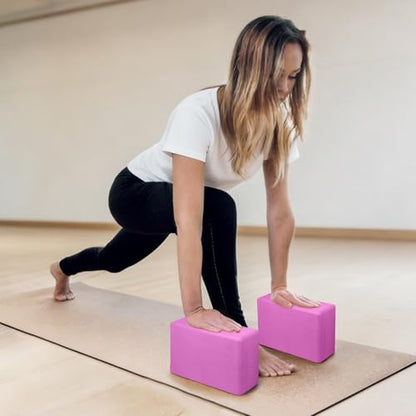 2 Pack Yoga Blocks, Lightweight 3x6x9in Yoga Bricks - color: 2PACK-Magenta