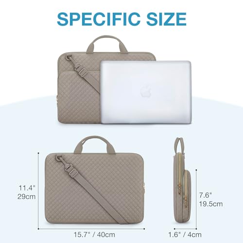 BAGSMART Laptop Sleeve Case with Handle Protective Water-Resistant - color: Gray-Shoulder Strap, size: 15.6 Inch
