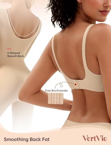 Vertvie Jelly Bra No Underwire Seamless Push Up Full Coverage - color: Semolina, size: Small