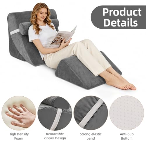 Wedge Pillow Set for After Surgery,Dark Grey,4PCS-22 - color: Dark Grey, size: 4PCS-22''