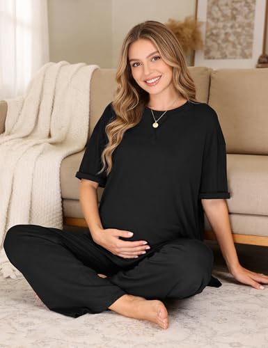 Totatuit Two Piece Sets For Women Vacation Oversized Loungewear Outfits - color: Black, size: Small